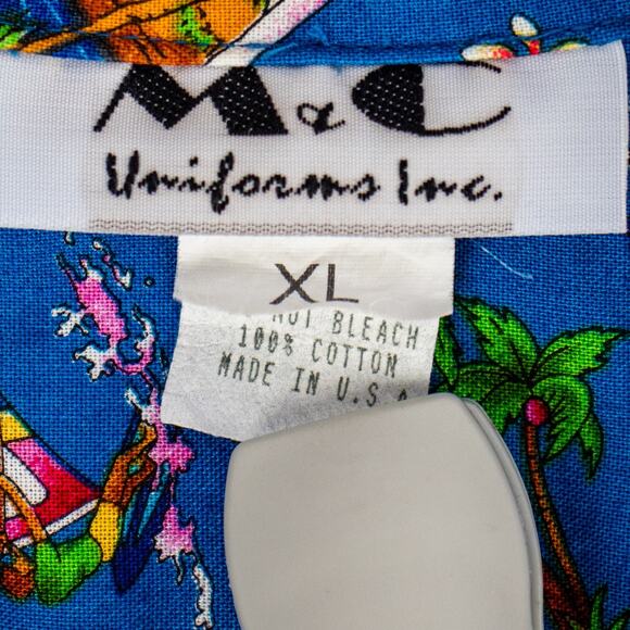 Tiki Hawaiian Shirt – VTG Novelty Surf Postcard Cars | USA Camp Collar Men's XL - Picture 3 of 9